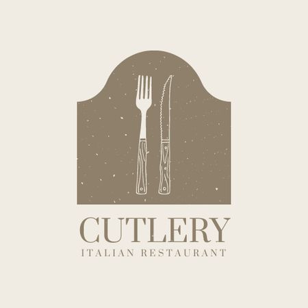 Italian Restaurant Ad with Cutlery Logo Design Template
