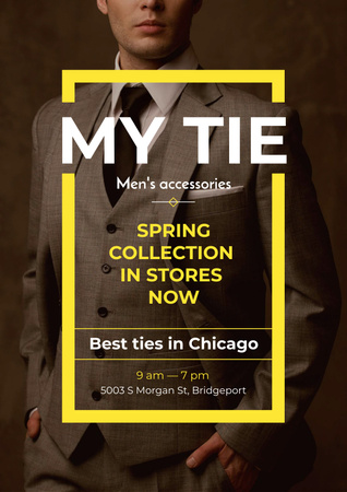 Tie store Ad with Handsome Man Poster Modelo de Design