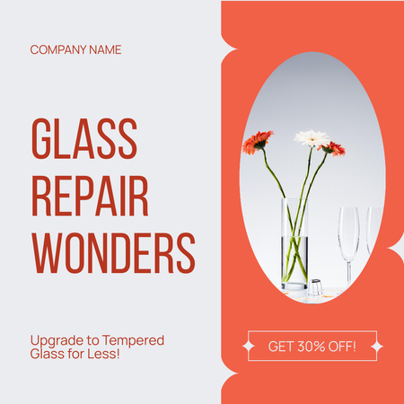 Serviço de conserto de vidros finos com opções acessíveis Instagram AD Modelo de Design