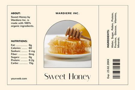 Neutral Beige Tag for Honey Label Design Template