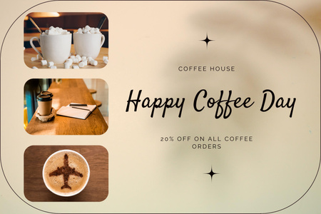 Ontwerpsjabloon van Mood Board van Wereldkoffiedagviering met korting op koffie