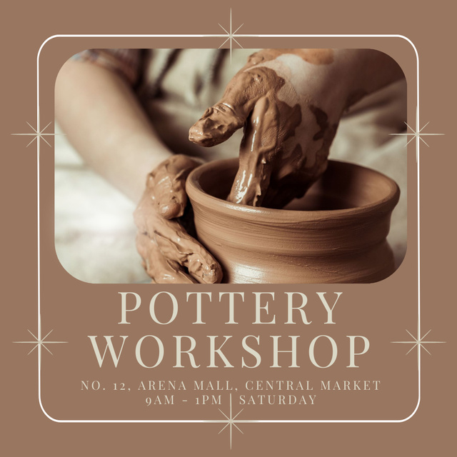 Ontwerpsjabloon van Instagram van Pottery Workshop Announcement In Brown