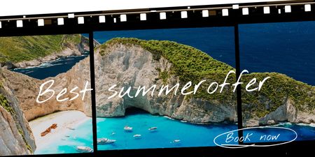 Ontwerpsjabloon van Twitter van Summer Travel Offer with Scenic Cliff in Ocean