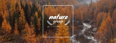 Modèle de visuel Landscape of Scenic Autumn Forest - Facebook cover