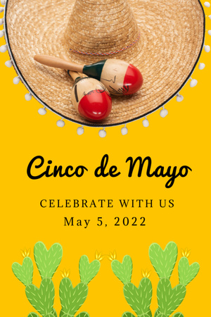 Invitation to the Celebration of Cinco de Mayo Invitation 6x9in Design Template