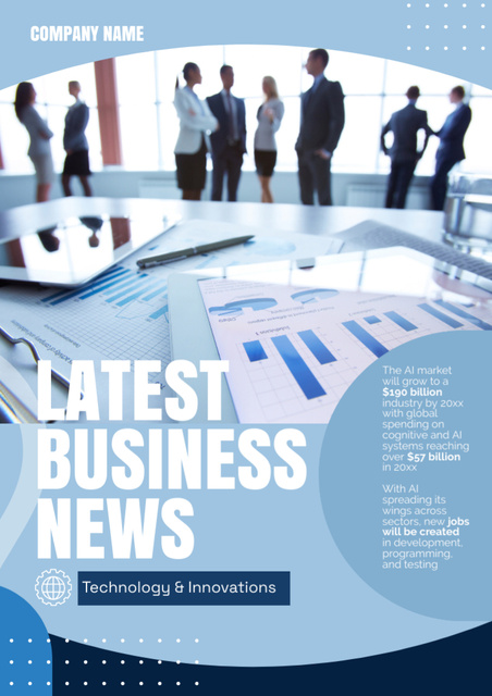 Platilla de diseño News of Technologies for Business Blue Newsletter