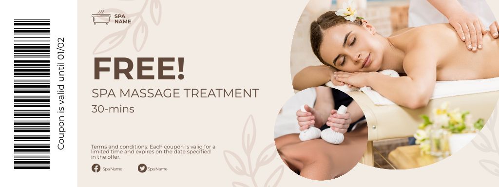Designvorlage Massage Treatments Advertisement für Coupon
