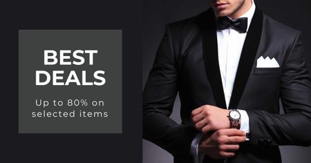 Fashion Ad with Man in Formal Suit Facebook AD Design Template