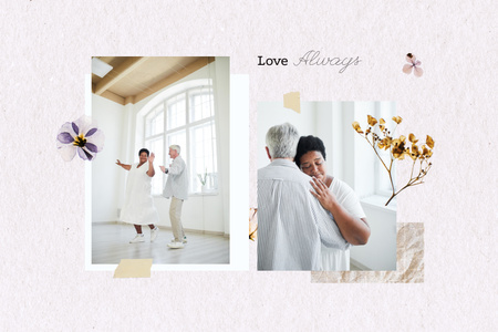 Beautiful Love Story with Cute Elder Couple Mood Board Design Template