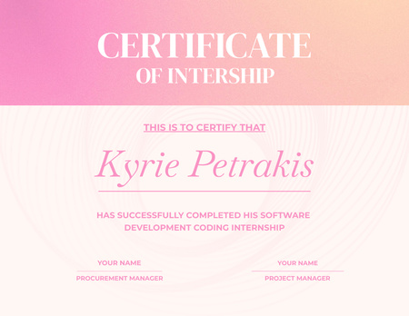 Нагорода за проходження стажування з розробки програмного забезпечення Certificate – шаблон для дизайну