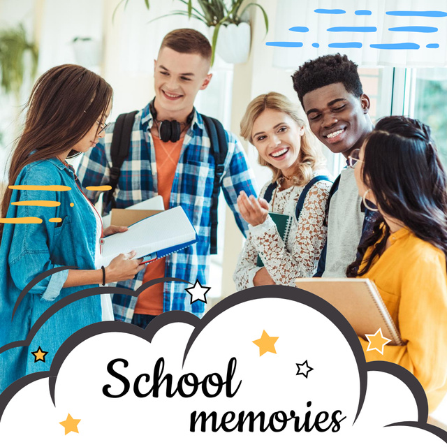 School Memories Book with Students Photo Book Πρότυπο σχεδίασης