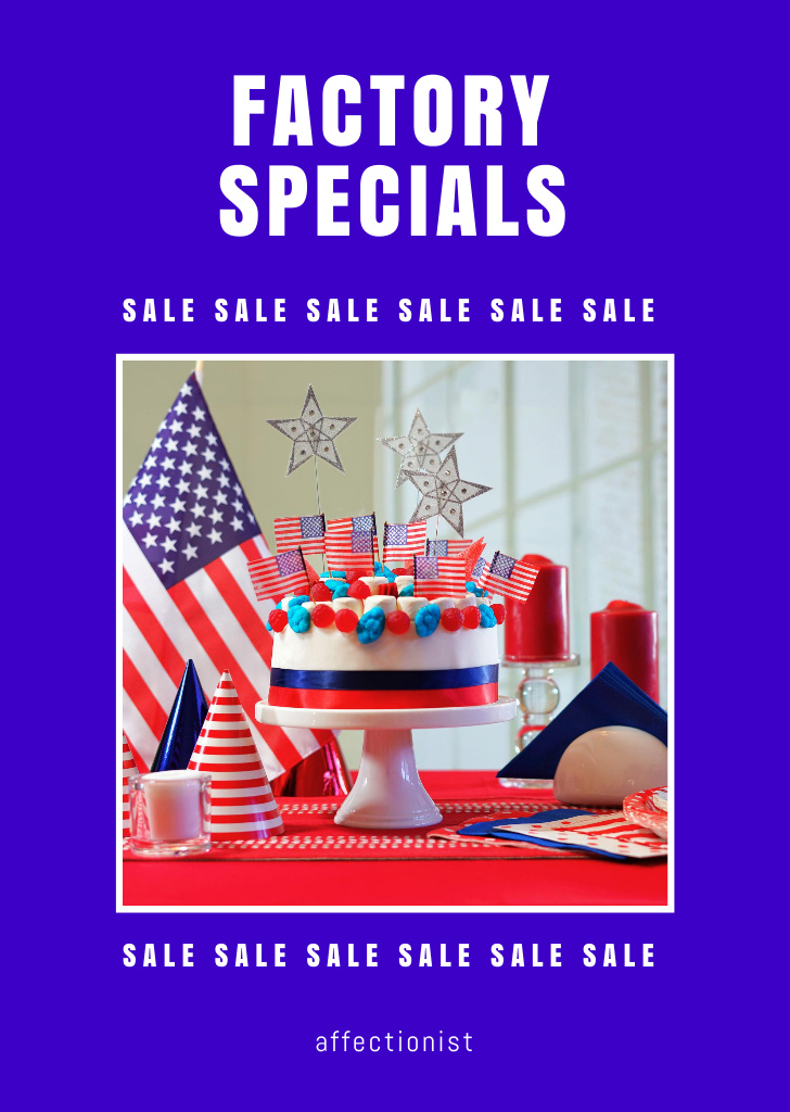 USA Independence Day Cake Sale Offer Postcard A6 Vertical – шаблон для дизайна