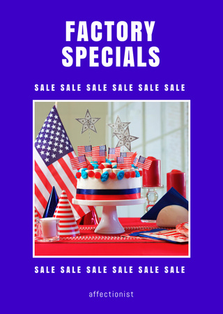 USA Independence Day Cake Sale Offer Postcard A6 Vertical Modelo de Design