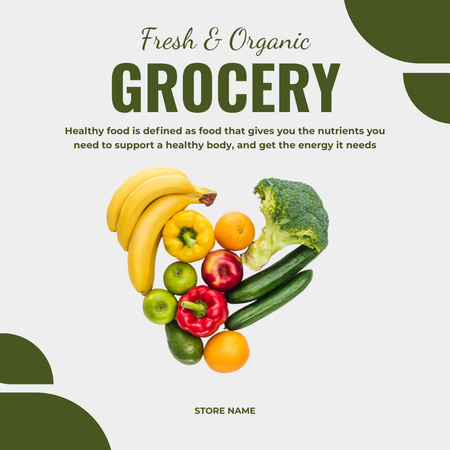 Fresh And Organic Fruits And Veggies Offer Instagram Tasarım Şablonu