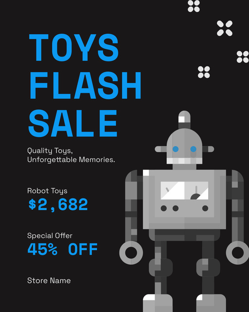 Flash Sale of Pixel Robot Toy Instagram Post Vertical – шаблон для дизайну