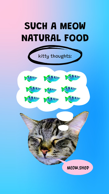 Plantilla de diseño de Pets Nutrition Offer with Cute Cat thinking about Fishes Instagram Story 