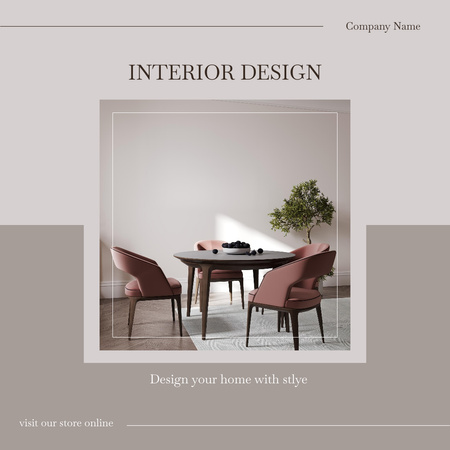 Moderni minimalistinen kodin sisustus tyylikkäillä tuoleilla Instagram AD Design Template