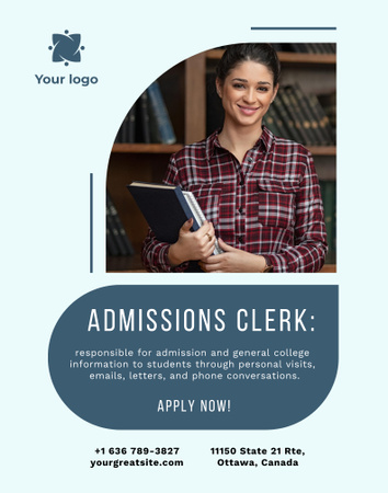 Admissions Clerk Services Poster 22x28in Design Template