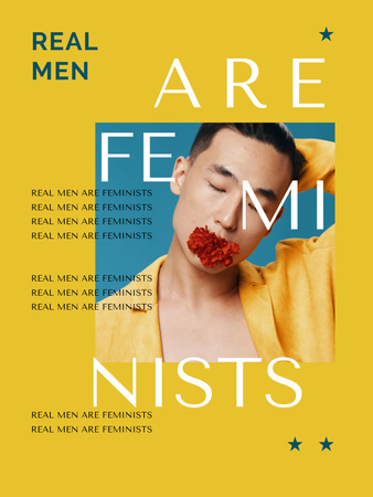 Phrase about Men are Feminists Poster US Design Template