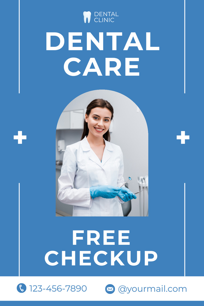 Offer of Free Dental Checkup Pinterest Πρότυπο σχεδίασης