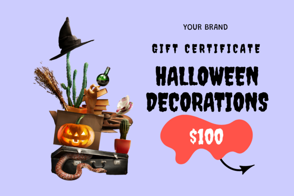 Cute Decorations on Halloween  Gift Certificate Šablona návrhu