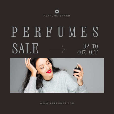 Perfumes Sale Ad with Beautiful Woman Instagram Design Template