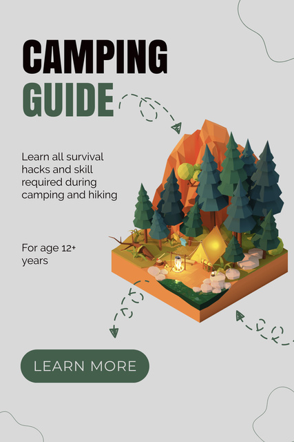 Camping Guide with Forest Pinterest Design Template