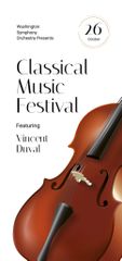 Classical Music Festival Announcement with Violin Strings