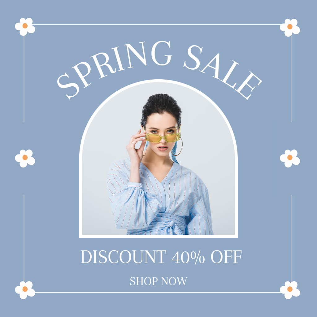 Spring Sale Collection with Young Woman in Blue Instagram Šablona návrhu