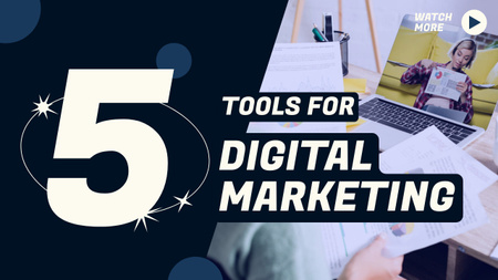 Ontwerpsjabloon van Youtube Thumbnail van Efficiënte set tools voor promotie van digitale marketing