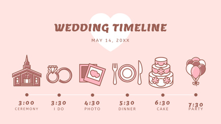 Platilla de diseño Wedding Ceremony Schedule on Pink Timeline