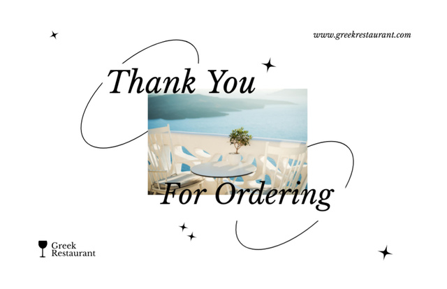Designvorlage Thankful Phrase from Greek Restaurant für Thank You Card 5.5x8.5in