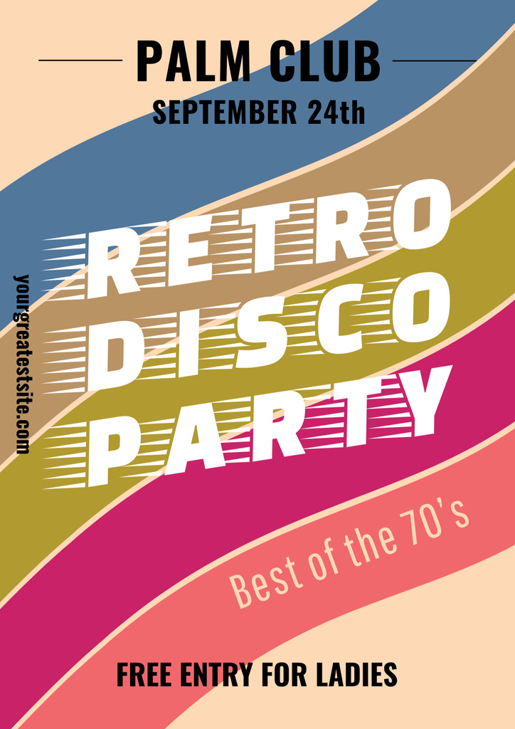Free Entry to Retro Disco Party Poster B2 Modelo de Design