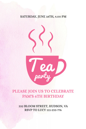 Announcement of a Cozy Tea Party Invitation 6x9in Design Template