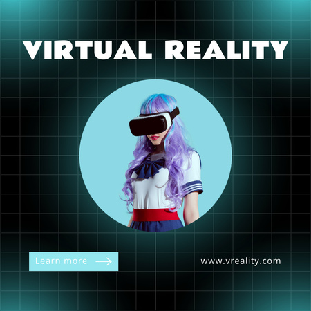Stylish Woman Wearing Virtual Reality Glasses Instagramデザインテンプレート