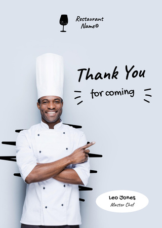 Gratitude from Chef Postcard A6 Vertical Design Template