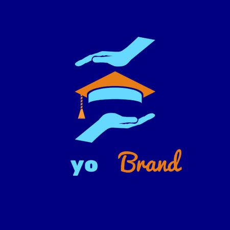 College Merch Offer With Academic Cap In Blue Animated Logo Design Template