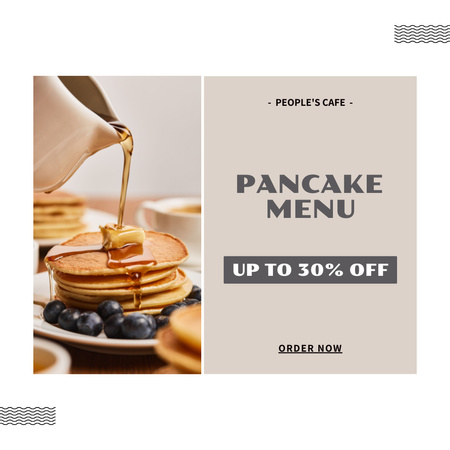 Pancake Menu Sale Ad with Sweet Dessert  Instagram Modelo de Design