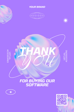 Thanks for Software Purchasing on Purple Gradient Postcard 4x6in Vertical Design Template