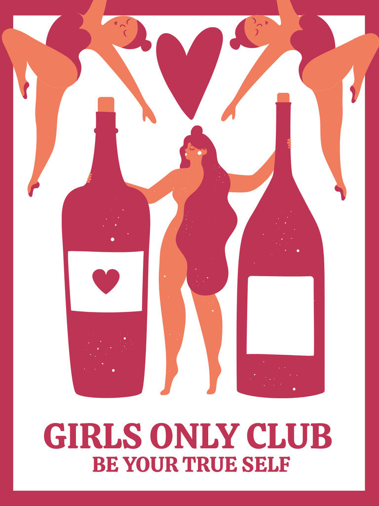 Platilla de diseño Illustration of Women and Wine Bottles Poster US