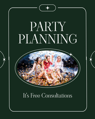 Announcement of Free Party Planning Consultation Instagram Post Vertical Design Template