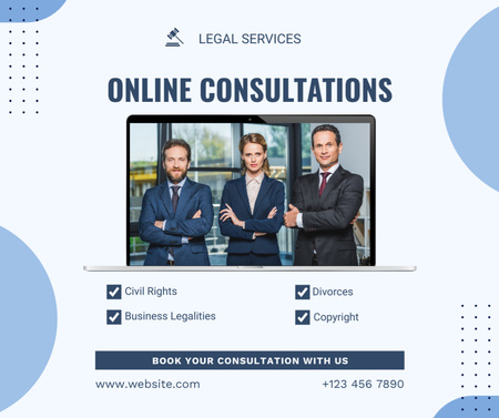 Designvorlage Angebot von Online-Diensten für Anwaltskanzleien für Facebook