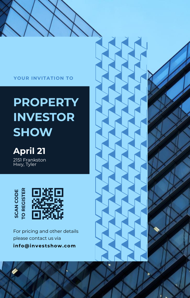 Template di design Property Investment Offer on Blue Invitation 4.6x7.2in