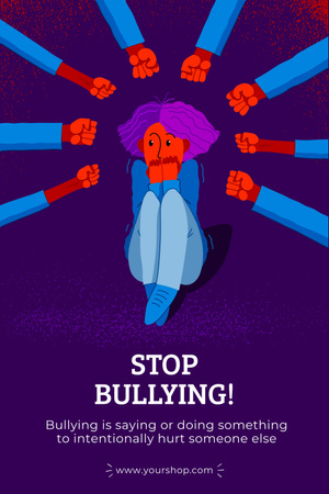 Awareness of Stop Bullying Pinterest Design Template