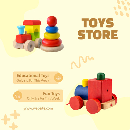 Oferta de loja de brinquedos infantis de madeira Instagram Modelo de Design
