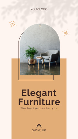 Designvorlage Elegant Furniture Ad with Stylish Armchair für Instagram Story