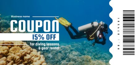 Scuba Diving Ad with Discount Coupon Din Large Design Template
