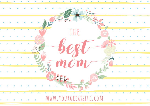 Mother's Day Greeting in Floral Circle Postcard – шаблон для дизайна