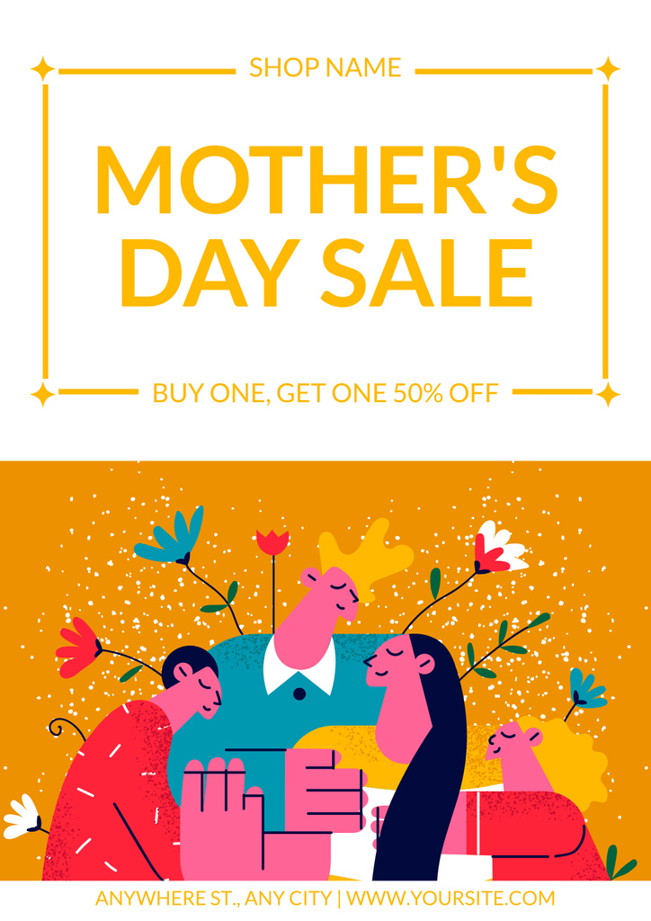 Designvorlage Mother's Day Sale with Adorable Family für Poster