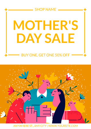 Ontwerpsjabloon van Poster van Mother's Day Sale with Adorable Family